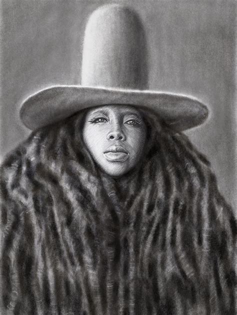 Erykah Badu Original Fine Art Sketch Print Black And White Etsy