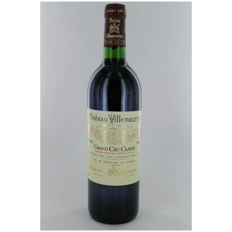 Château Villemaurine 1989 Grand cru classé de St Emilion Prix