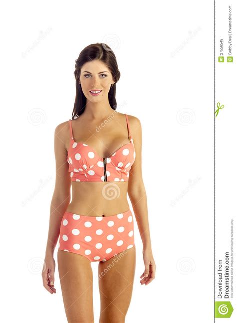 Woman In Retro Modern Bikini Royalty Free Stock Photos Image 27556548