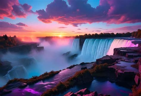 premium photo  colorful sunset   falls   falls
