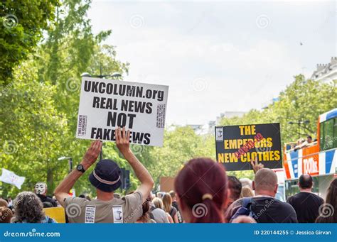 LONDON ENGLAND 29 May 2021 Protesters At A Unite For Freedom Anti