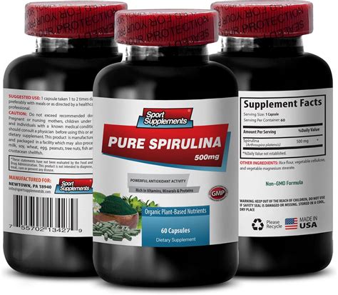 Amazon Spirulina Capsules Organic Pure SPIRULINA Blue Green