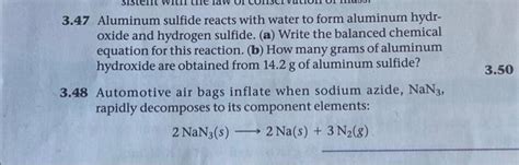 Solved Aluminum Sulfide Reacts With Water To Form Chegg