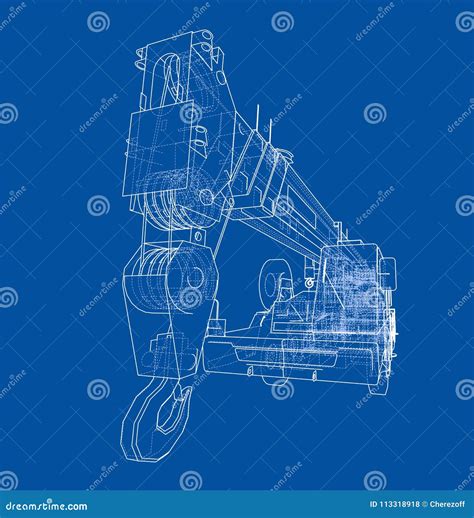 Mobile crane blueprint stock illustration. Illustration of telescopic - 113318918