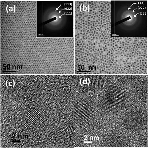 Tem And Hrtem Micrographs Of A And C Cdse Ncs And B And D Cdse Ncs