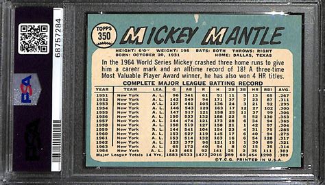 Lot Detail 1965 Topps Mickey Mantle 350 Graded PSA 5