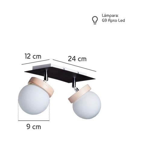 Luz Desing Aplique Luces Elyn Negro Madera Globo Opal Apto Led G