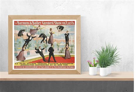 Circus Poster Barnum And Bailey Grande Troupe Acrobats Circus Wall Art Antique Circus Poster