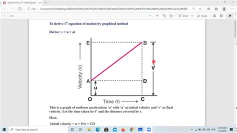 Class 9 Derivation Of Three Equations Of Motion By Graphical Method