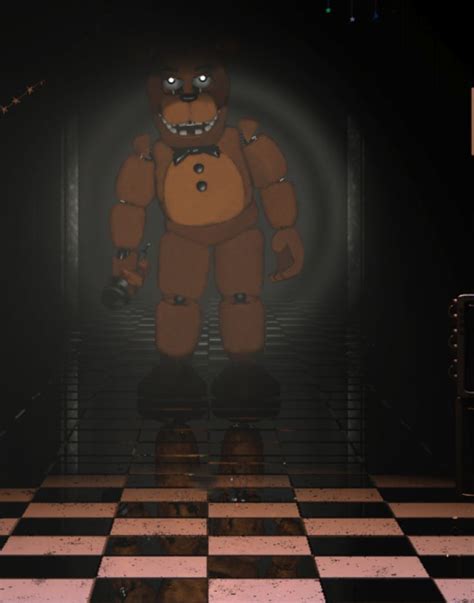 Unwithered Freddy Fnaf 2 Staring From Office Corridor