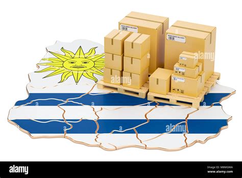 Shipping and Delivery from Uruguay isolated on white background Stock