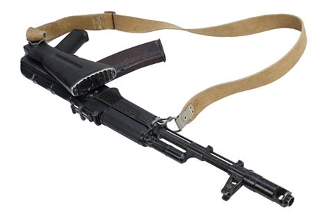 Modern Kalashnikov Ak 74m Assault Rifle With Folded Stock Stock Photo