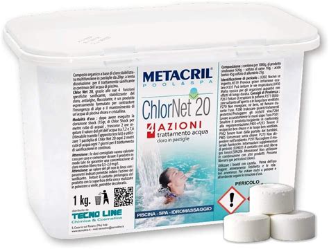 Metacril CHLOR Net 20 4 Azioni 1 Kg Cloro Piscina MULTIAZIONE In