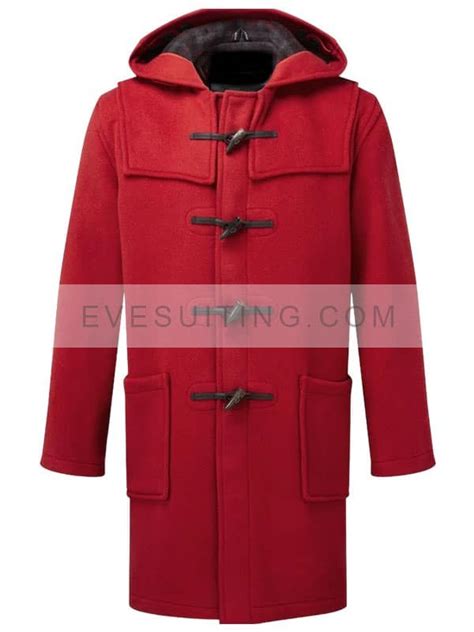 Mens Red Duffle Coat Classic Fit Duffle Coat Eve Suiting