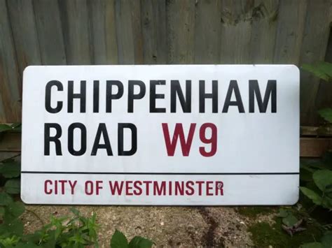 Original 1960s London Street Sign Enamel Vintage Uk Chippenham Road W9