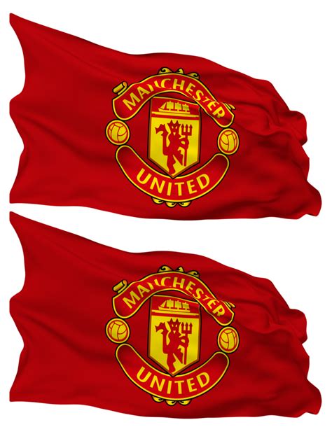 Manchester United Football Club Flag Waves Isolated In Plain And Bump