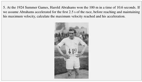 Solved 5. At the 1924 Summer Games, Harold Abrahams won the | Chegg.com