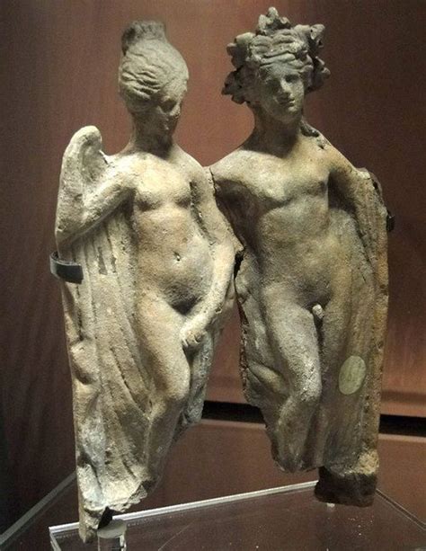 Figures Of Bacchus And Ariadne Painted Terracotta Circa 50 BC 50 AD