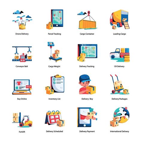 Modern Set Of Delivery Services Flat Icons Vector Art At Vecteezy