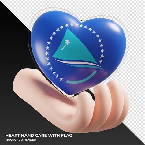 Premium PSD Pacific Community Flag With Heart Hand Care Realistic 3d