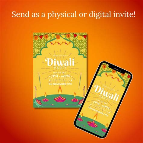 Diwali Party Invitation Editable Hindu Festival Of Lights Digital Card Deepavali Celebration