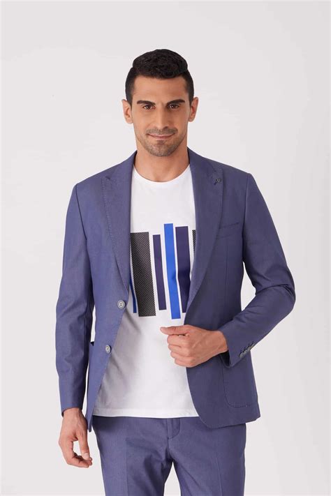 Erkek Modas Dufy Yaz Koleksiyonu Dufy Ndigo Erkek Slim Fit