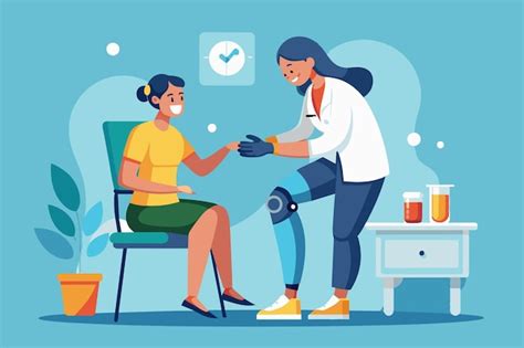 Premium Vector | Design a FlatStyle Prosthetist Fitting Patient with ...