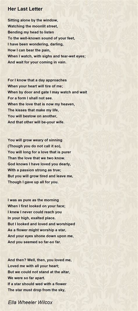 Her Last Letter Poem By Ella Wheeler Wilcox Poem Hunter