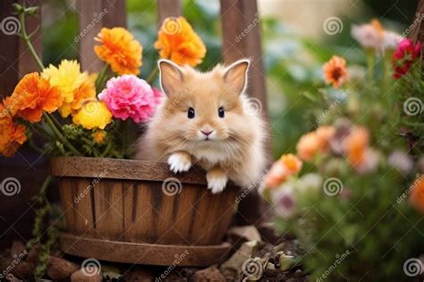 Cute Easter Bunny In The Garden Stock Picture Stock Illustration