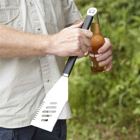 Spatula Bottle Opener Silver And Black Charbroil