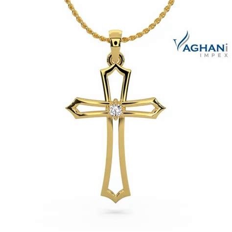 Vaghani Impex Real Diamonds Cross Diamond Pendant Mm Hight