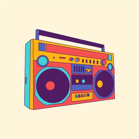 Premium Vector Full Color Retro Radio Boombox Music Vintage Vector