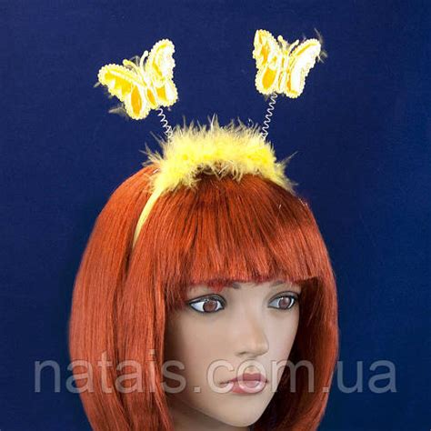 Ободок карнавальный Бабочка на пружинках (желтая) (ID#1975475351), цена ...