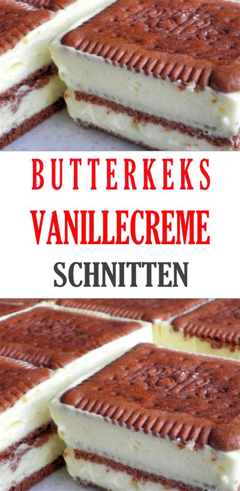 Butterkeks Vanillecreme Schnitten Ohne Backen Mamas Kuche