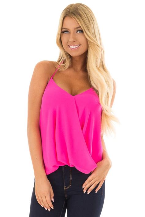 Lime Lush Boutique Hot Pink Cross Over Halter Top 3699 Hot Pink