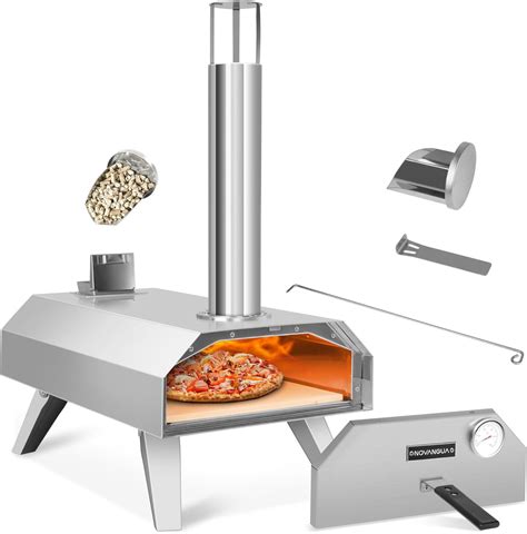 NOVANGUA Horno de Pizza con termómetro para Exteriores con Piedra de