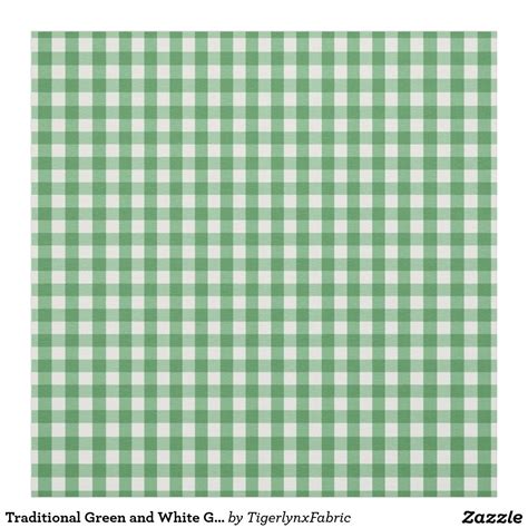 Traditional Green And White Gingham Check Pattern Fabric Fabric