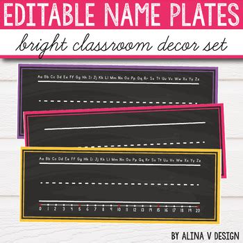 FREE Editable Name Plates- Bright Classroom Decor | TpT