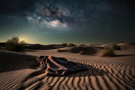 Duna Do Deserto Vista Para O C U Noturno Estrelado Sob Um Manto De