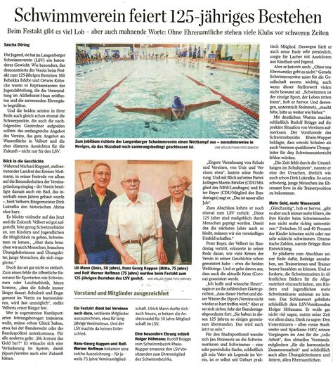 Schwimmverein Feiert J Hriges Bestehen Lsv E V