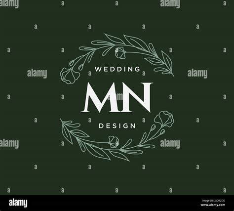 Mn Initials Letter Wedding Monogram Logos Collection Hand Drawn Modern