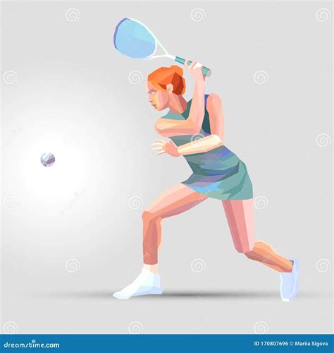 Female Squash Player Polygonal Geometric Vector Illustration Stock