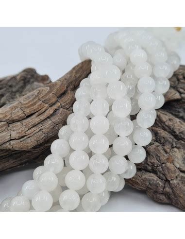 Jade Blanc Fil De Perles Rondes En Pierre Naturelle