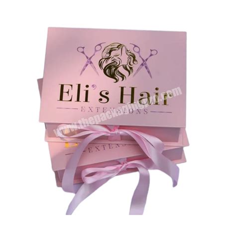 Custom Logo Premium Luxury Pink Cardboard Paper T Wig Hair Extension Magnetic Packaging Box