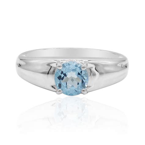 Anillo En Plata Con Topacio Azul Suizo Tenner Diniz Mp Juwelo Joyas