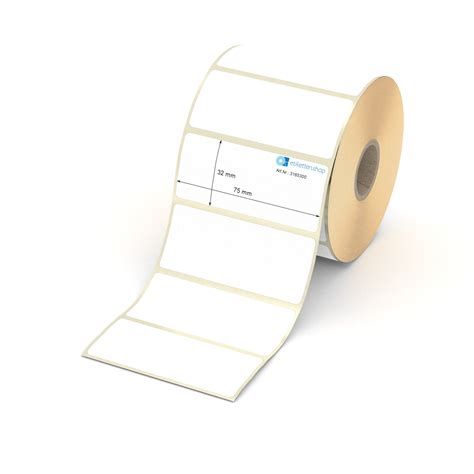 etiketten shop Etikett 75 x 32 mm Thermopapier weiß permanent