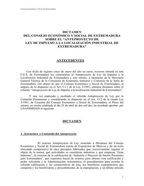 Dictamen 22002 Sobre El Anteproyecto De Ley De Impulso A La