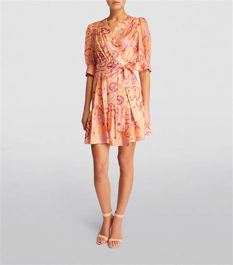 Sandro Yellow Silk Printed Mini Dress Harrods Uk