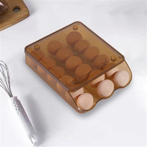 Refrigerator Eggs Organizer 18 Eggs Containers With Lids Rolling Eggs