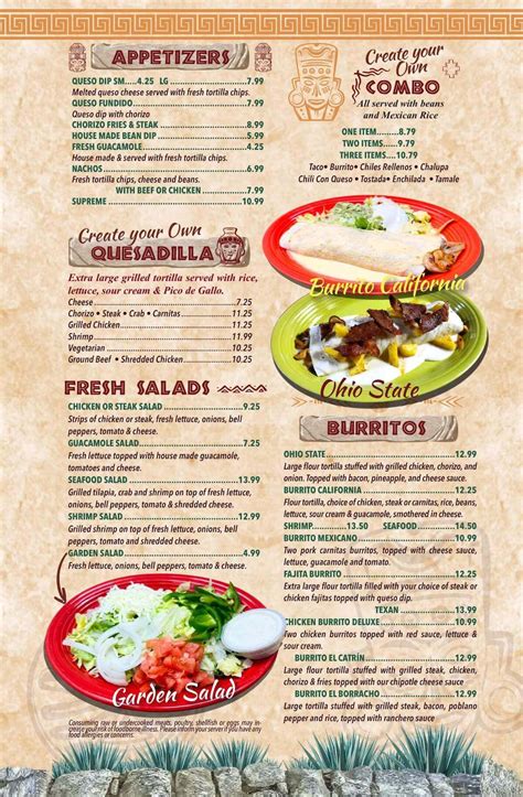 Menu Tiffin - Xcaret Mexican Restaurant